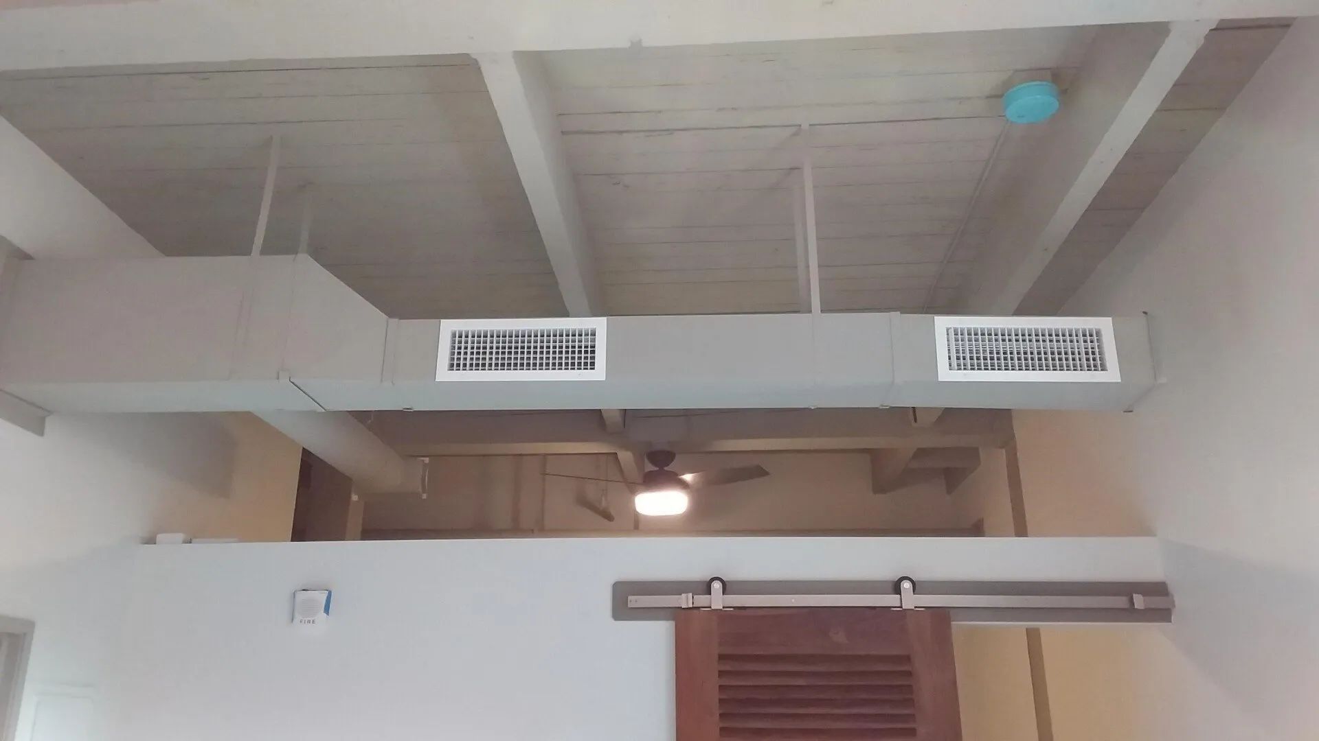 Duct working on the second floor of a building