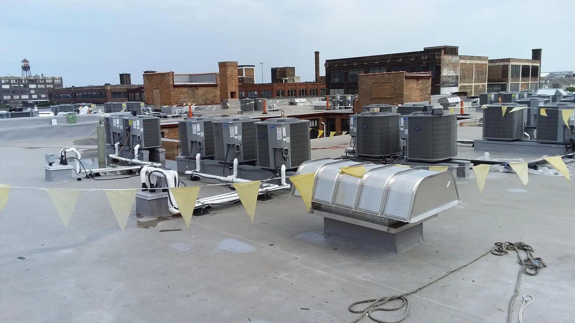Rooftop units in Cleveland.