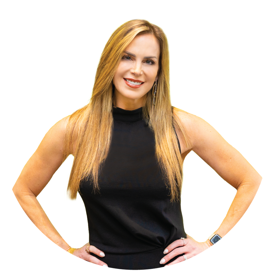 Carey Gille in a black top smiling, hands on hips.