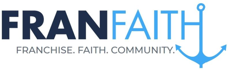 Logo for FranFaith, a franchise. Dark blue 