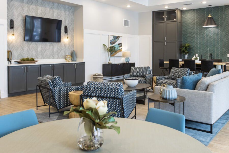 Clubhouse with TV and Seating Area at Argyle Lake Apartments