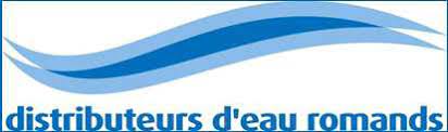A logo for distributeurs d' eau romands with a blue wave