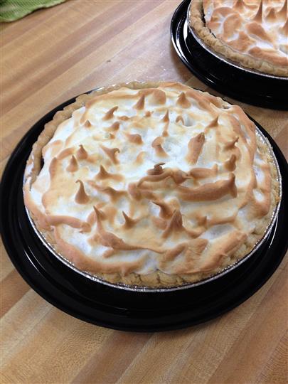 baked Cream pie on a platter