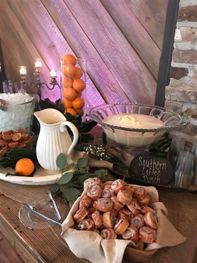 Southern coffee punch with cinnamon rolls and oranges