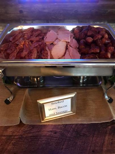 Smoked Ham, Bacon and sausage in a stove