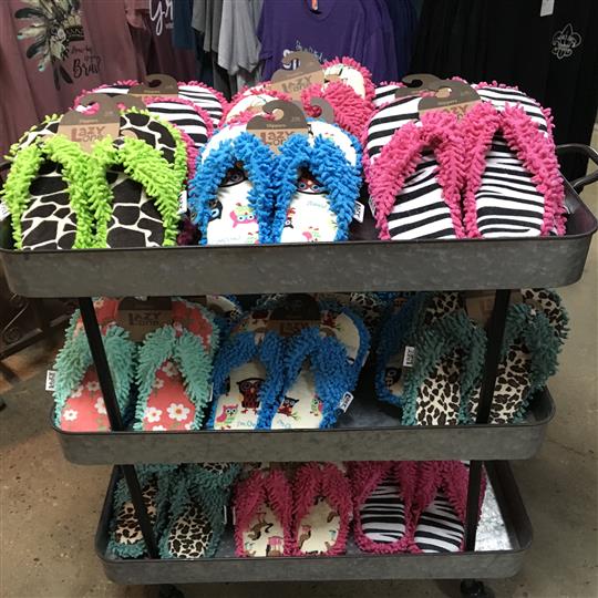 Assorted designed flip flops for sal on a displays