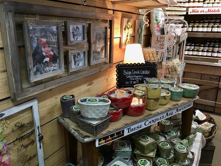 Candles for sale on a display