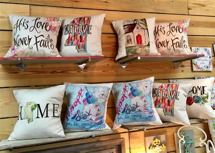 Multiple throw pillows on sale with designs on them