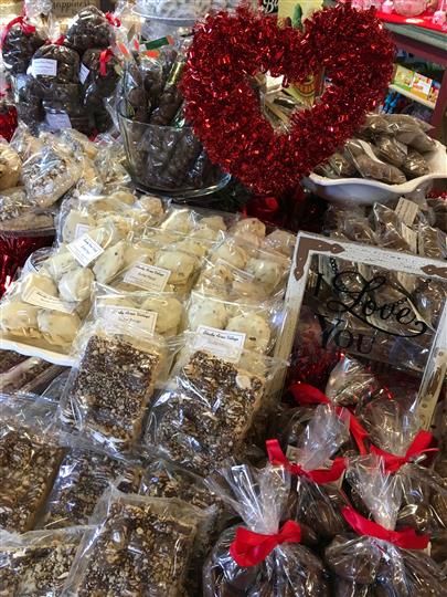 Assorted treats and delicacies and a mirror that spells 