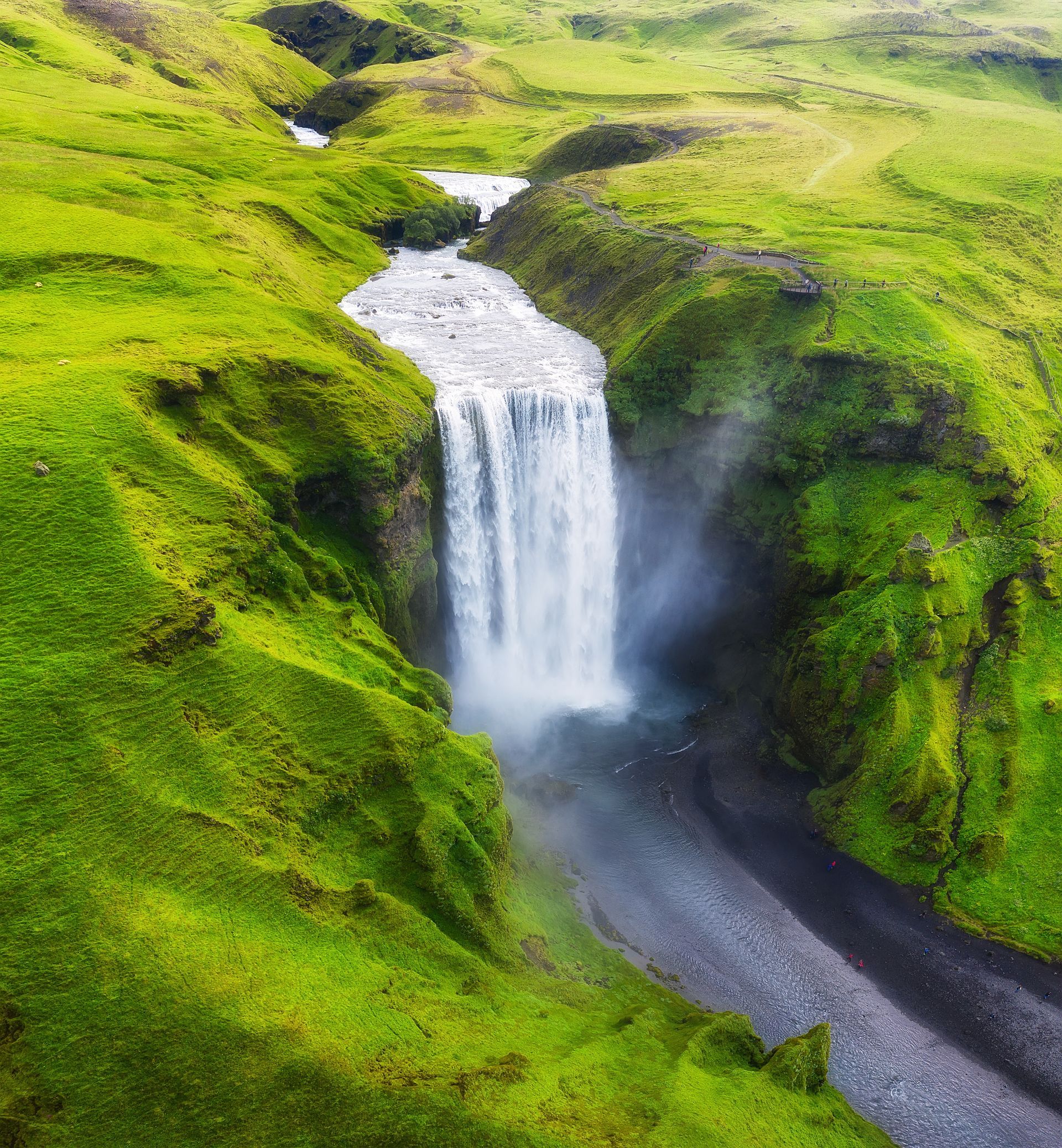 Skogafoss waterfall from above
