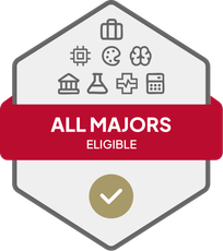 Badge with All Majors Eligible text 