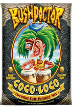 A bag of bush doctor coco loco coconut coir potting mix.