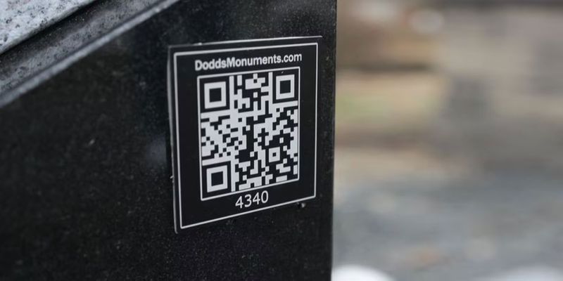 Lapide nera con un codice QR