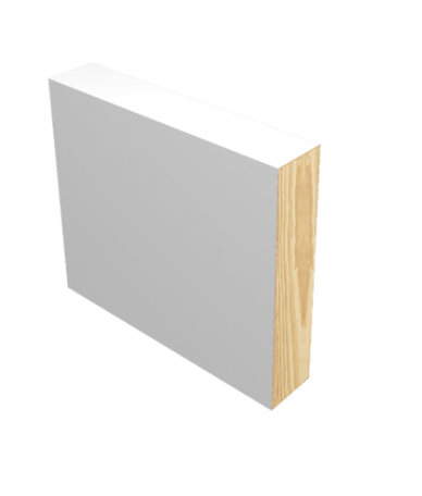 A white piece of wood with a wooden border on a white background.