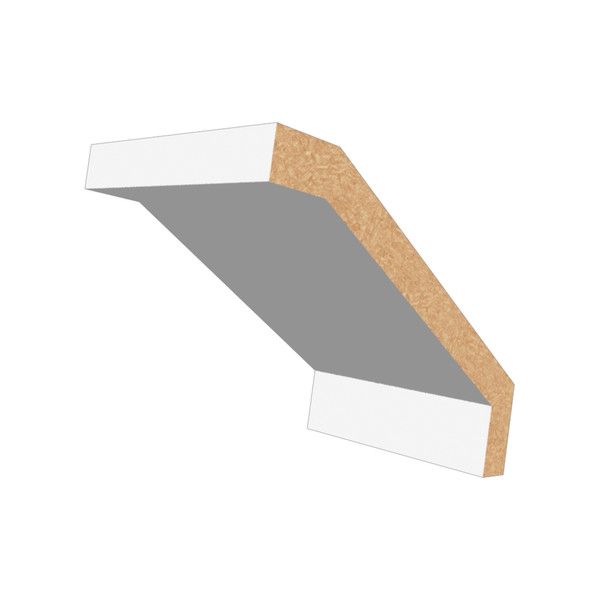A piece of wood with a white trim on a white background.
