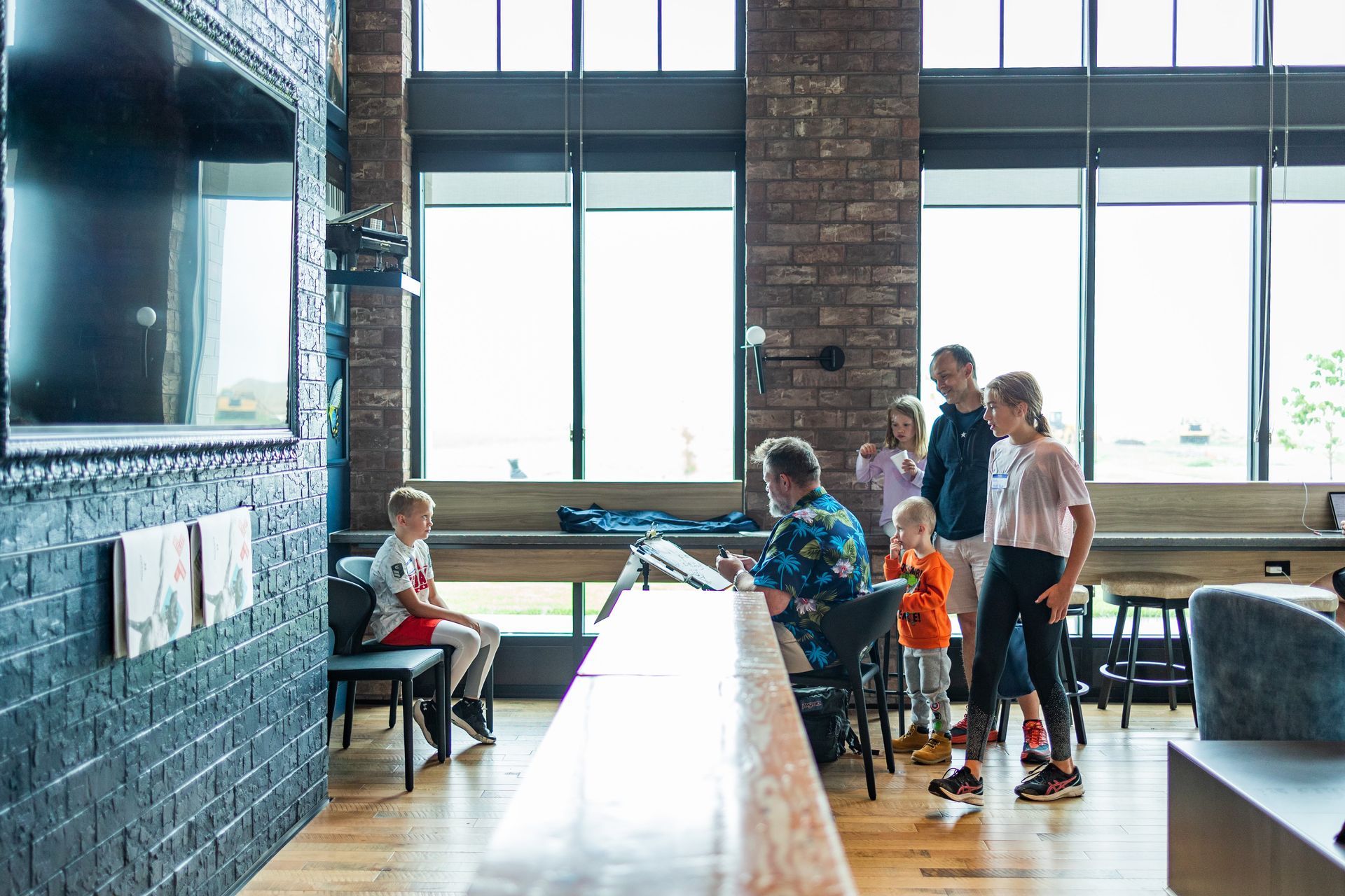 Standing in Line to have a Caricature done by Brad.