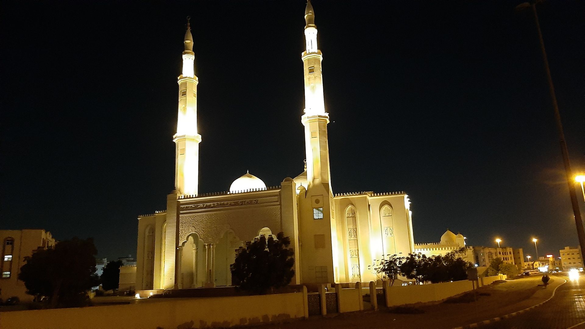 Architectural LED lighting installation at mosque interior, Sharjah, UAE