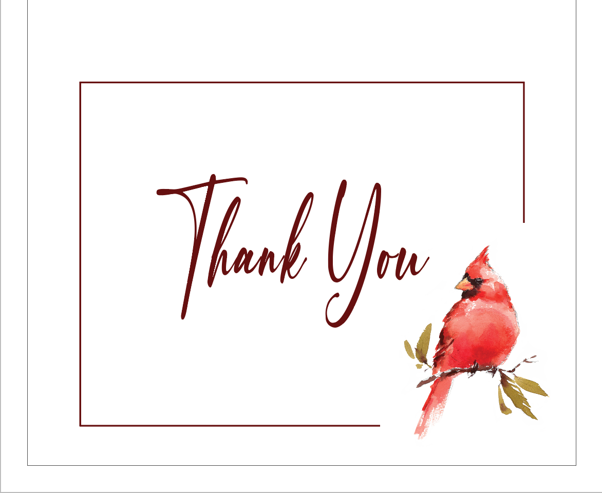 A Thank You Note with a cardinal
