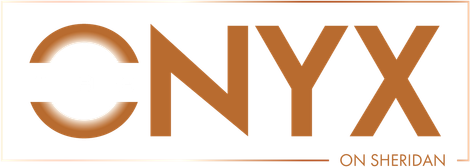 ONYX logo, brown letters, "ON SHERIDAN" text underneath.