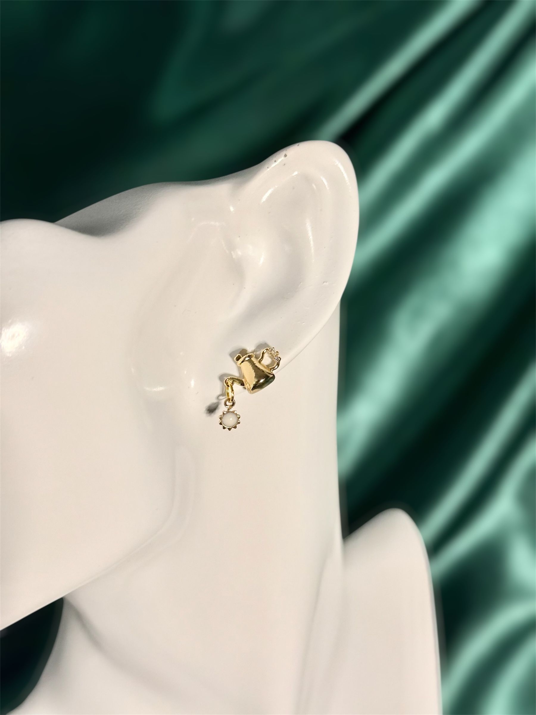 Golden Brew Teapot Earrings