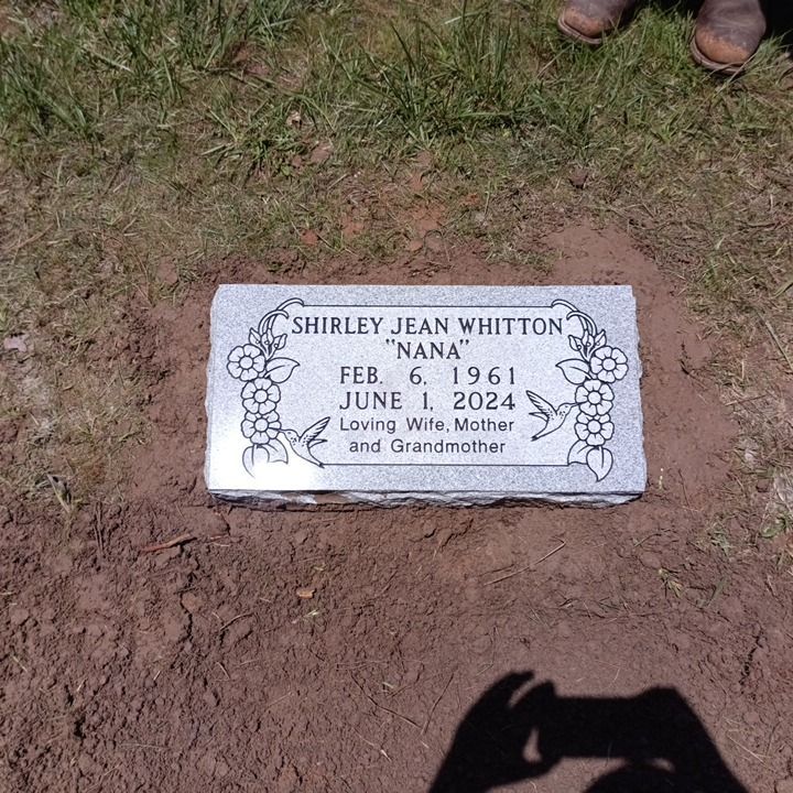 A gravestone for shirley jean whitton nana
