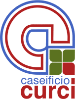 Logo del Caseificio Curci: lettera C rossa e blu, quadrato verde e rosso.