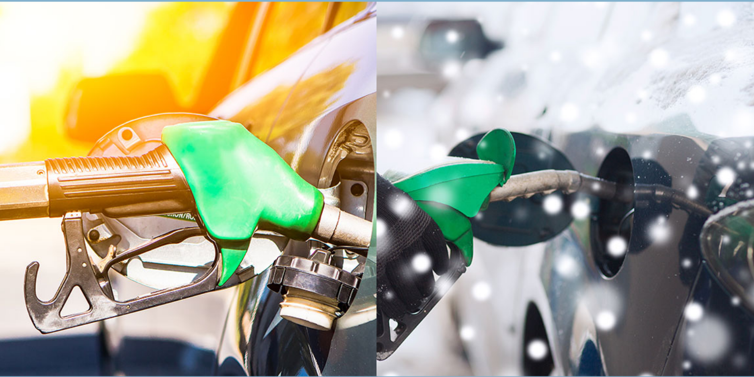 at the gas pump summer/winter