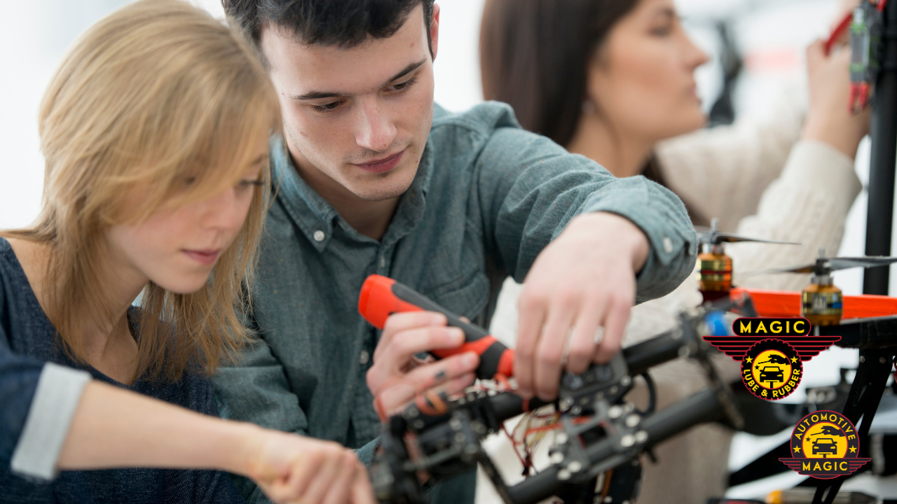 students hands on technical work