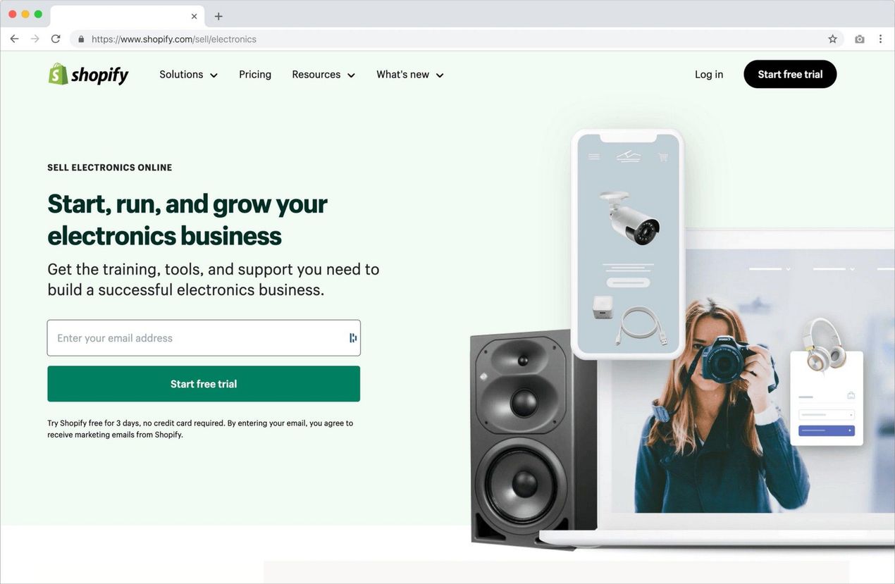 Shopify homepage sample written by freelance copywriter, Anam Ahmed. 