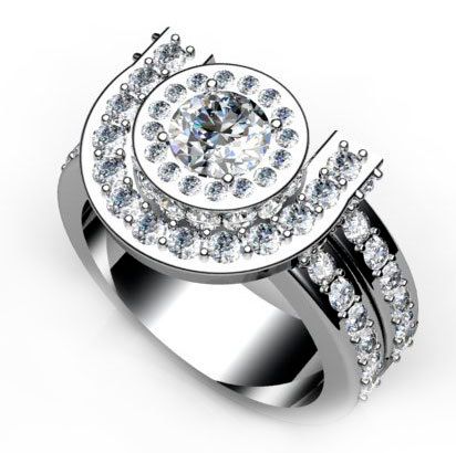 luxury silver ring with precious stones