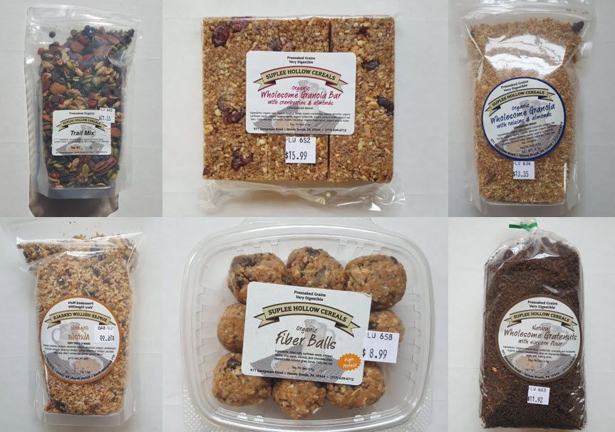 A collage of different types of granola bars and cookies