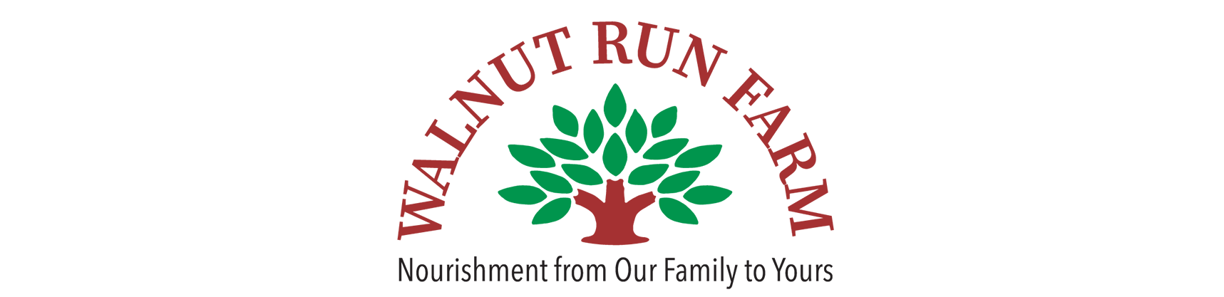 A logo for walnut run farm with a tree in the middle