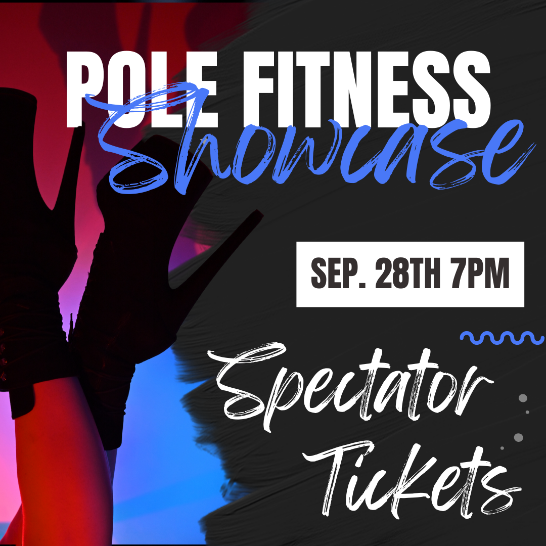 High heels up in the air with text pole fitness showcase