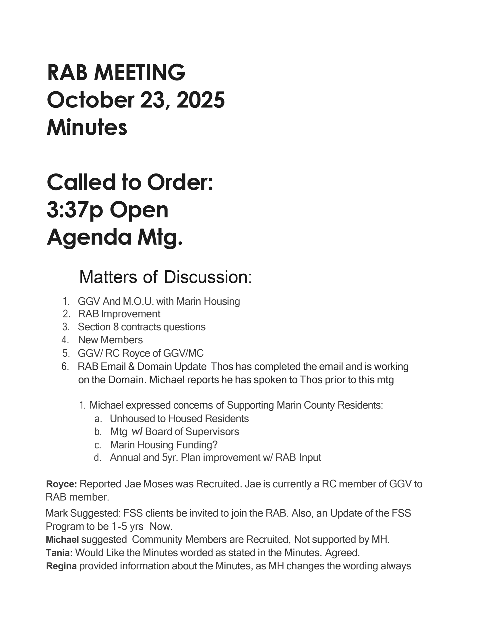 October 2025 minutes