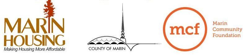 the logos for Marin Housing, Marin County and Marin Community Foundation are shown on a white background .