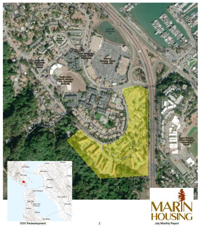 Satellite Map View of Marin City and Golden Gate Village