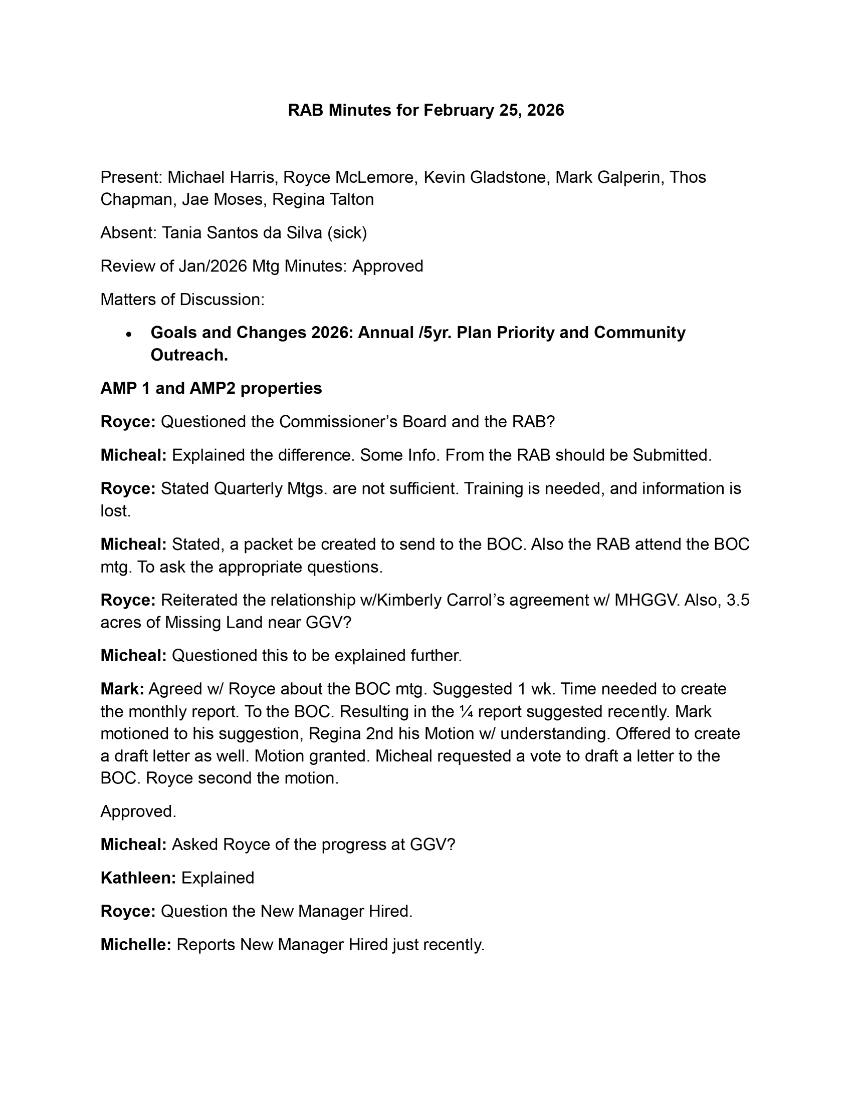 February 2026 minutes