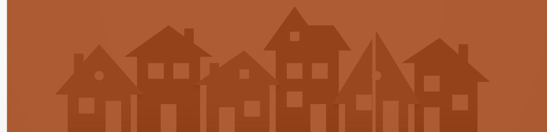 A row of houses cast a shadow on a brown background