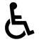 A black and white icon of a person in a wheelchair.