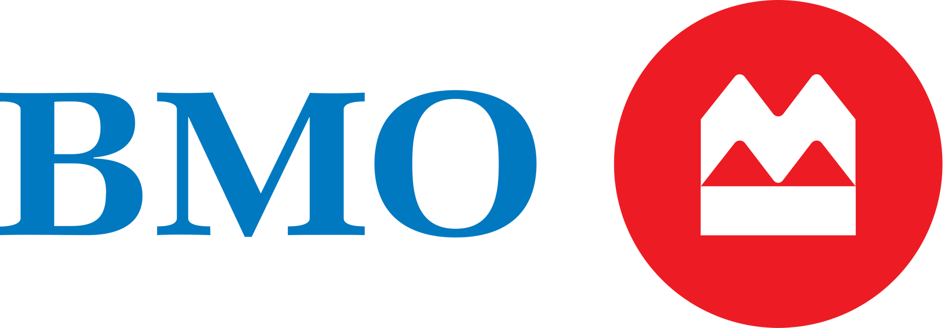 BMO logo: blue letters "BMO" to the left of a red circle containing a white stylized "M."