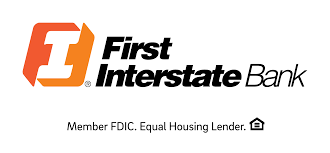 First Interstate Bank logo with orange and white "I" symbol and text, "Member FDIC. Equal Housing Lender."