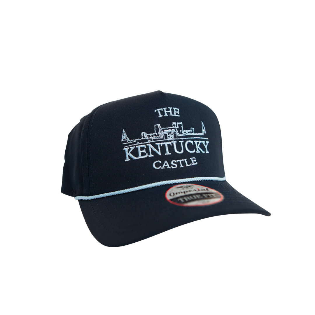 Black cap with white embroidery of