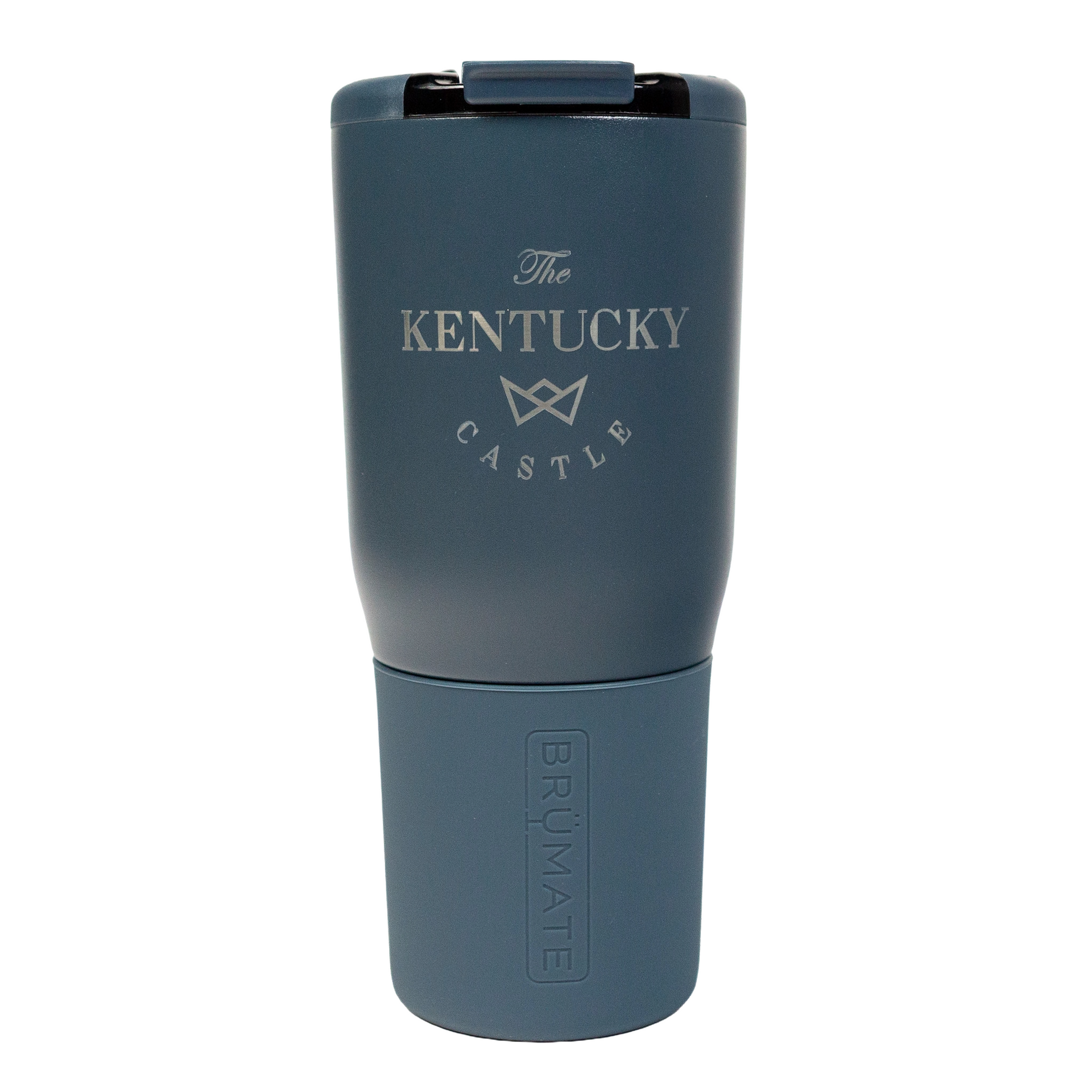 Blue BrüMate tumbler with "The Kentucky Castle" logo.