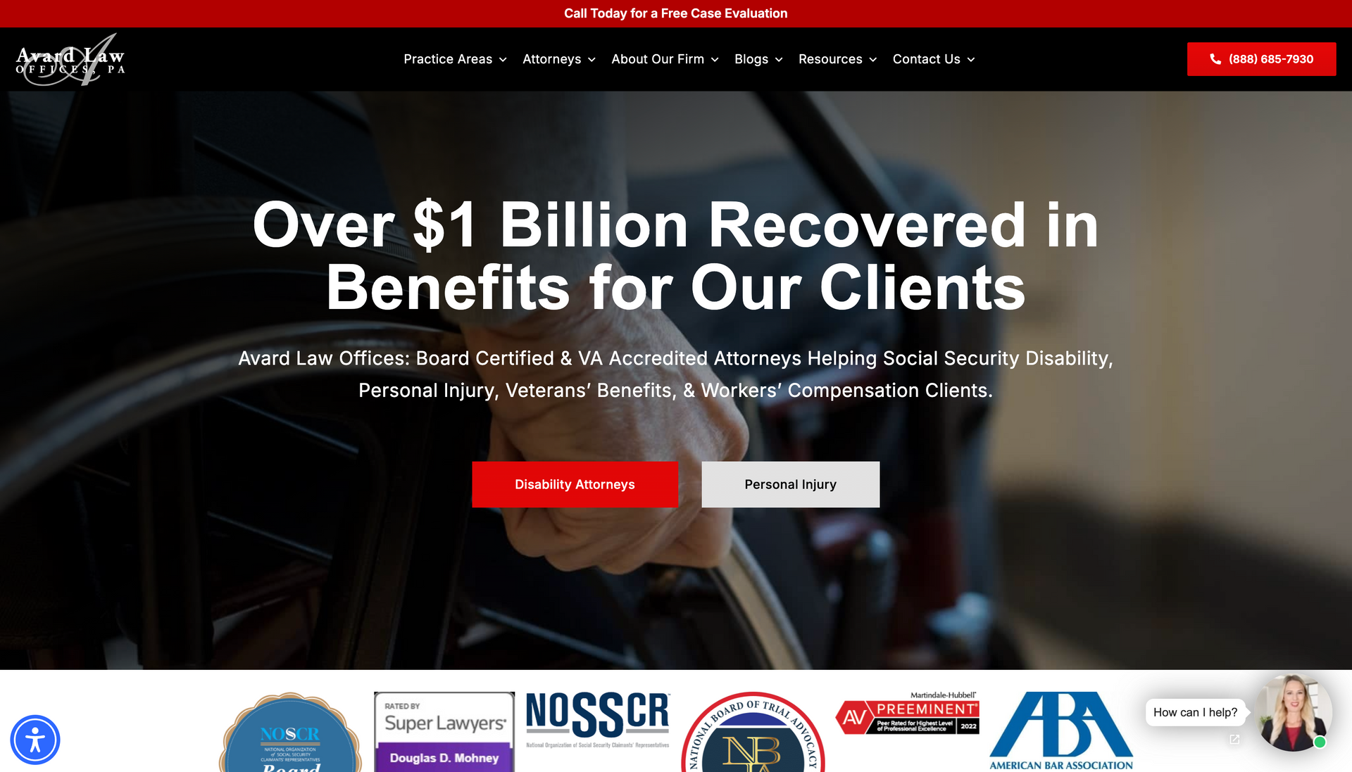 A screenshot of a website that says over $ 1 billion recovered in benefits for our clients