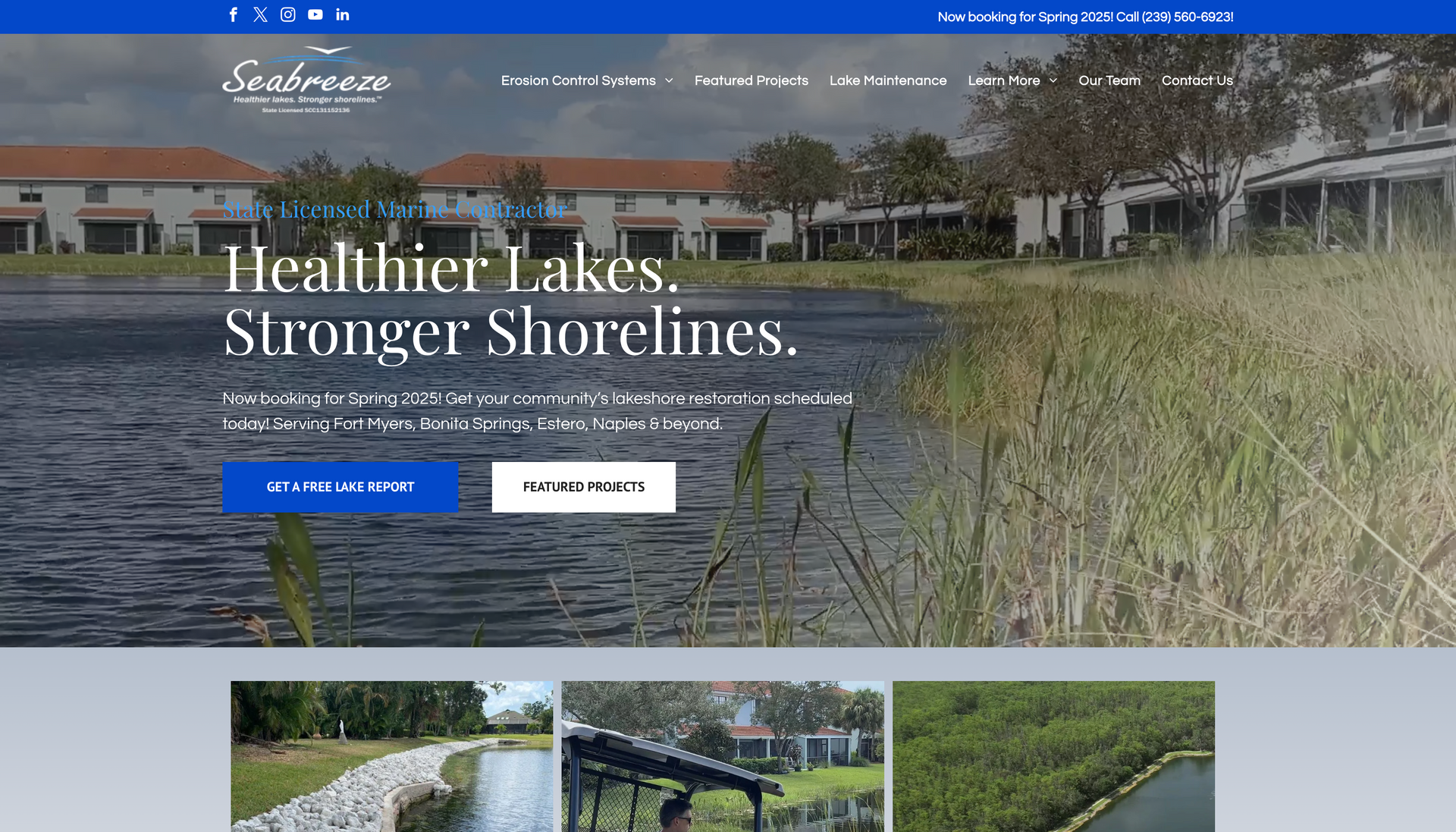 A screenshot of a website for healthier lakes , stronger shorelines.