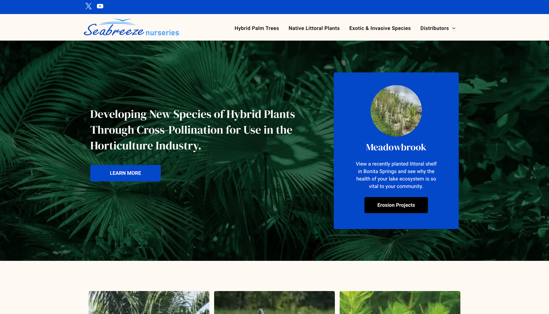 A screenshot of a website for a company that is developing new species of hybrid plants.