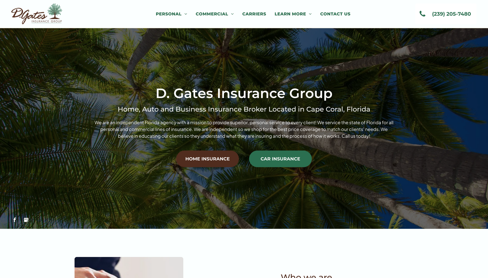 A screenshot of a website for a company called d. gates insurance group.