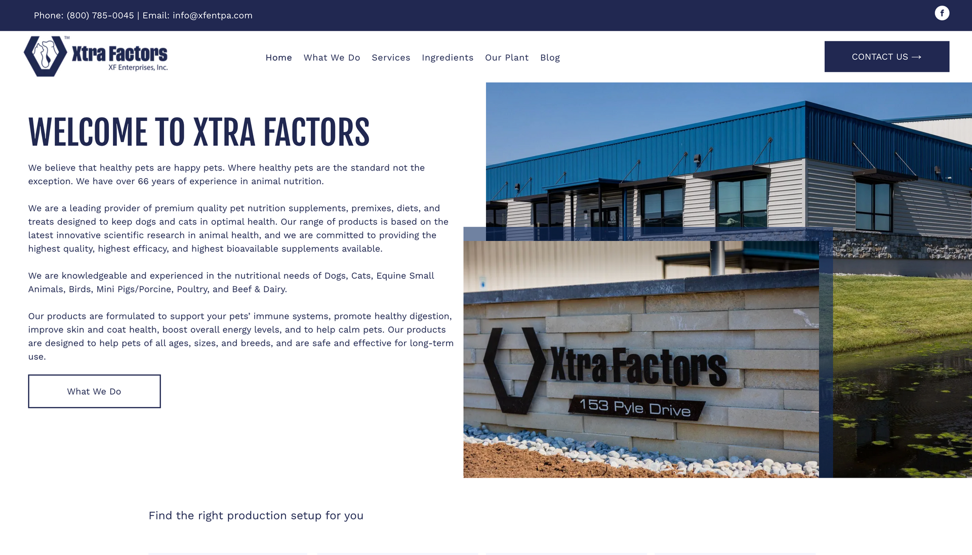 A screenshot of the website for xtra factors.
