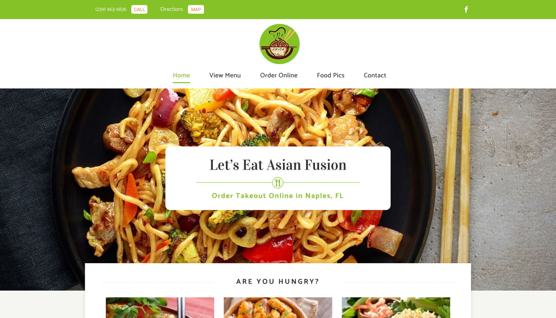 A screenshot of a website for let 's eat asian fusion