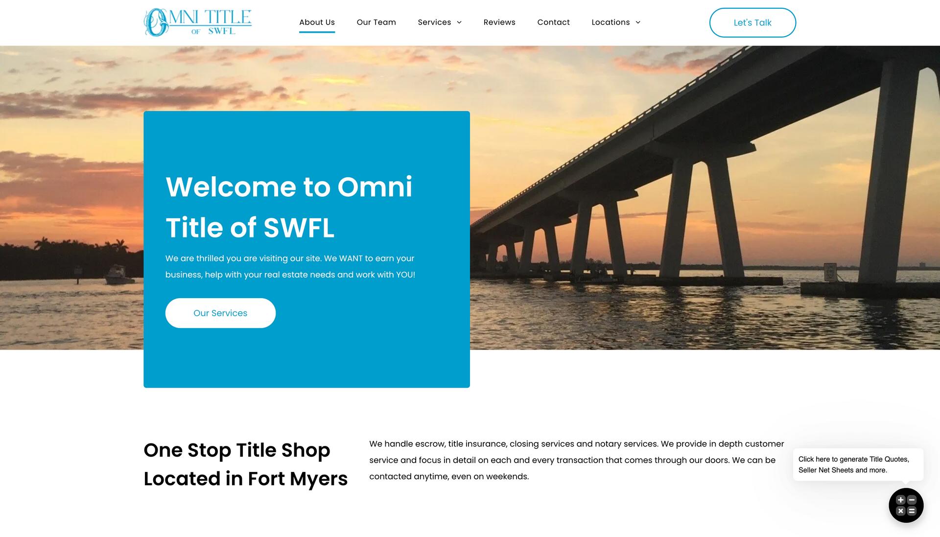 A bridge over a body of water with the words welcome to omni title of swfl on the bottom